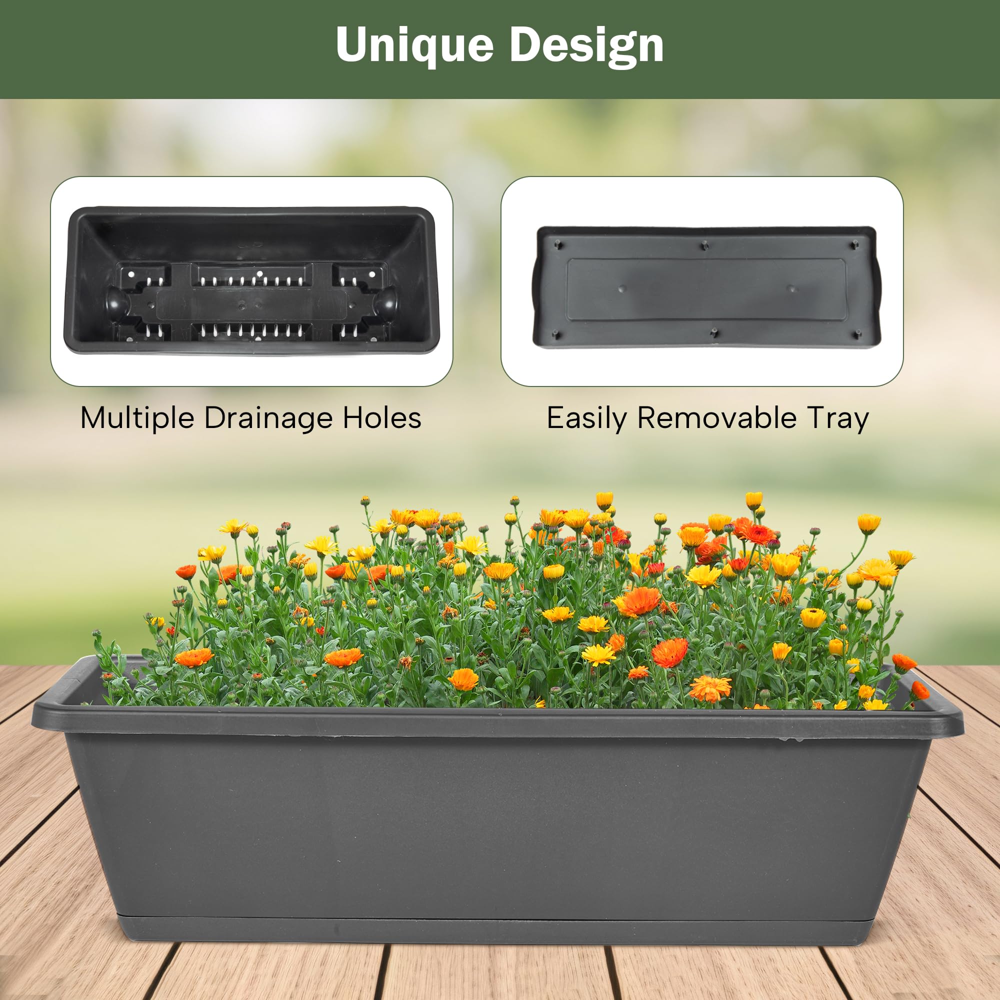 GENMOUS 5-Tier Vertical Raised Garden Bed - 45FT Tall Elevated Planter Box with Drainage Holes & Removable Tray - Outdoor Herb Flower Stand for Patio, Balcony, Porch - Perfect for Small Space Gardening, Urban Farming & Homegrown Vegetables (Black)