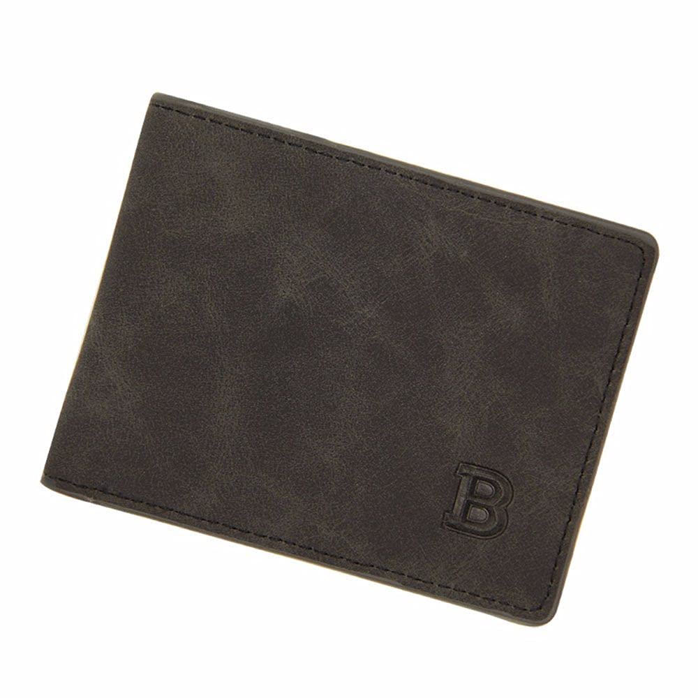 Genuine PU Leather Money Clip Wallet for Men - Slim RFID Blocking Card Holder with Coin Pocket & Passport Slot - Perfect for Travel, Business & Everyday Use (Black)