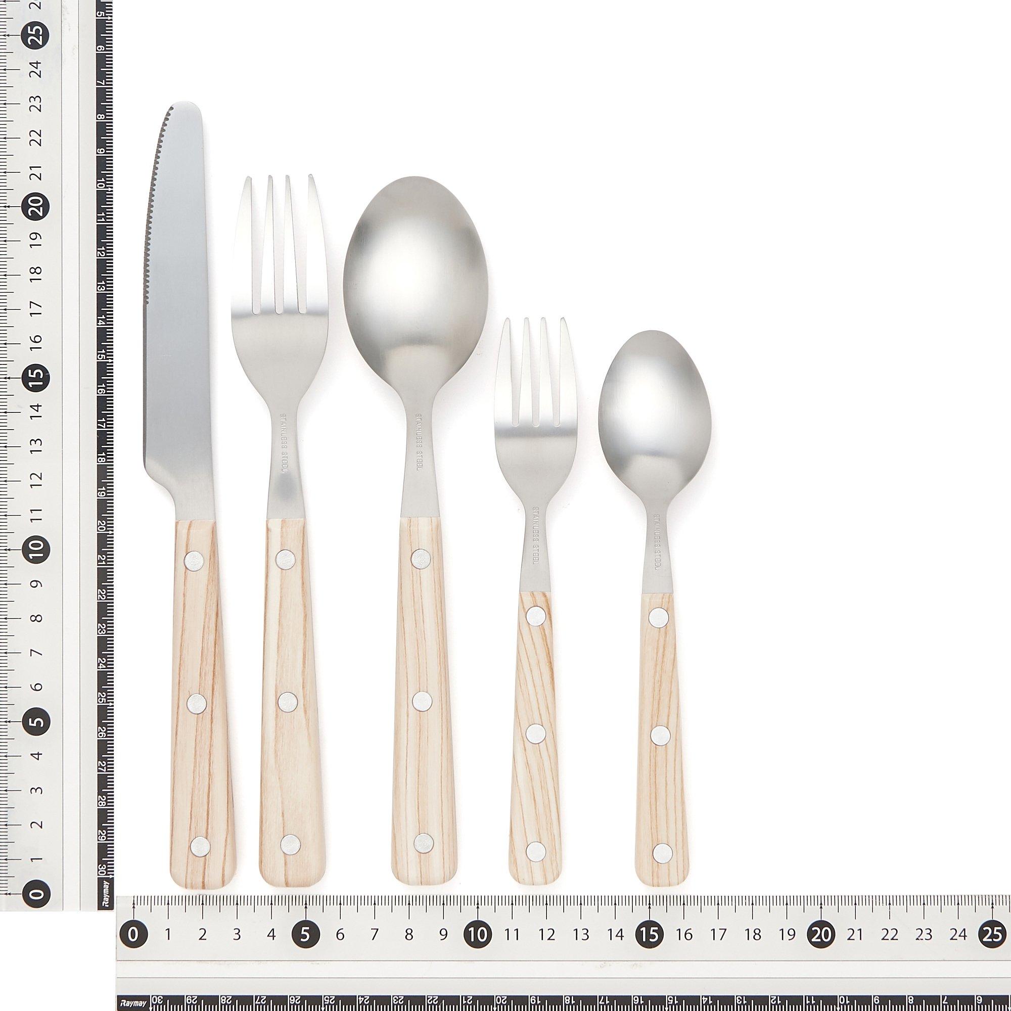 10-Piece Wood Pattern White Cutlery Set - Elegant Flatware for Dining, Parties, and Home Decor