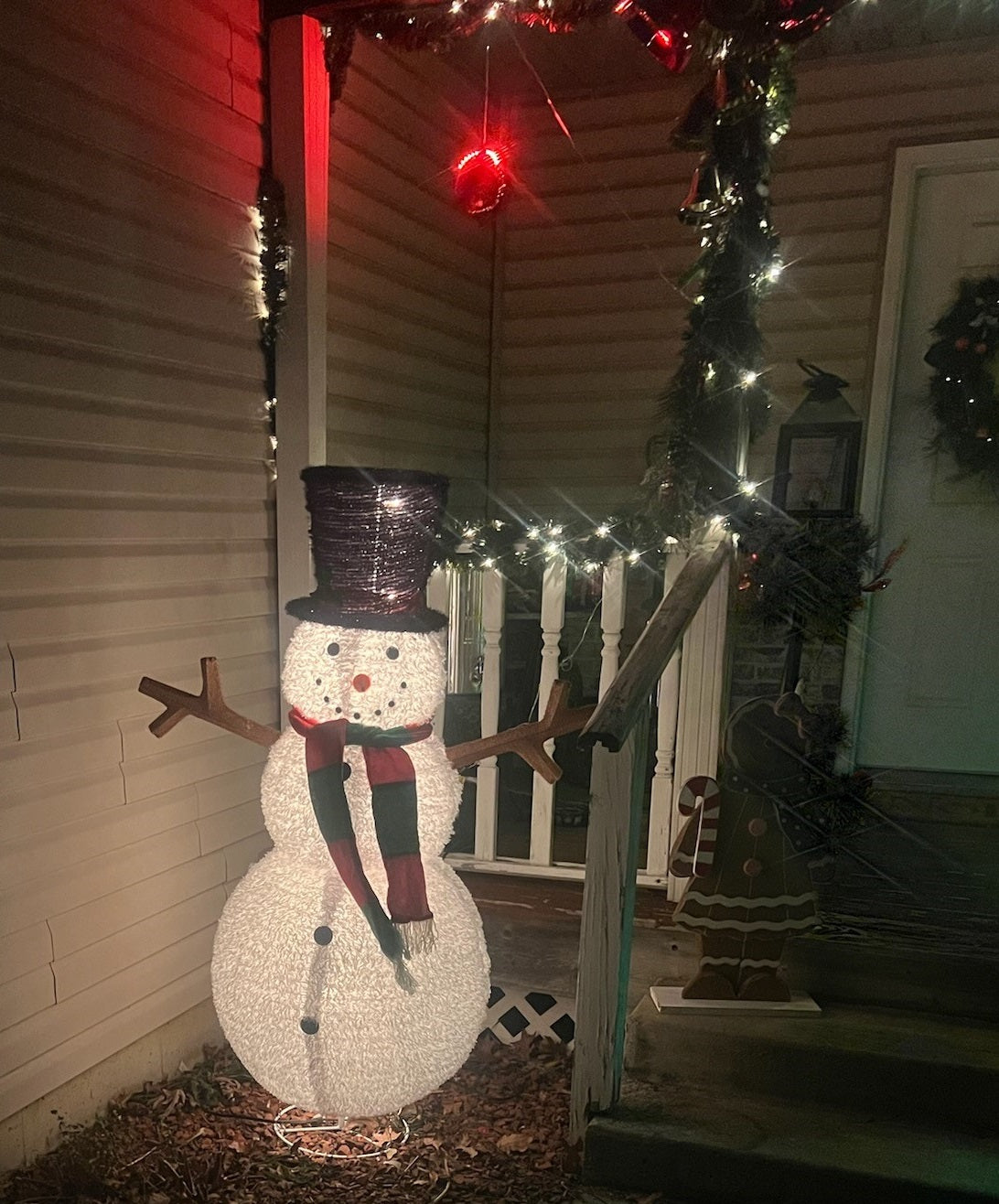60 LED Fluffy Fabric Lantern Snowman - Christmas Decorations for Indoor/Outdoor, Party, Garden, and Holiday Lighting