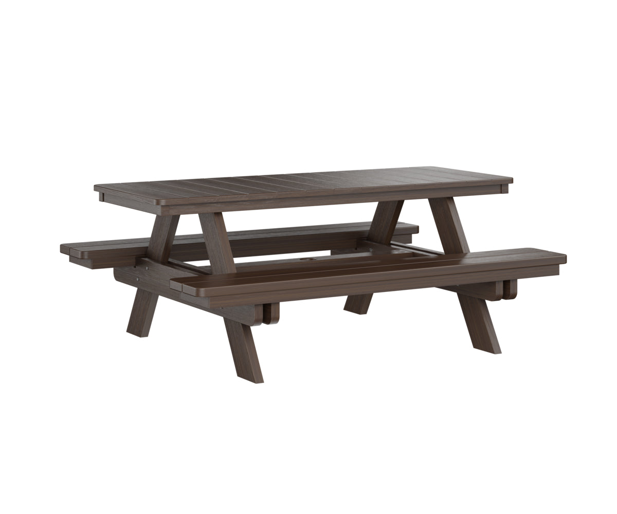 Berlin Gardens Rectangular Picnic Table - Outdoor Dining Set for Patio, Backyard, and Park - Heavy Duty Weather-Resistant Wooden Picnic Bench with Umbrella Hole