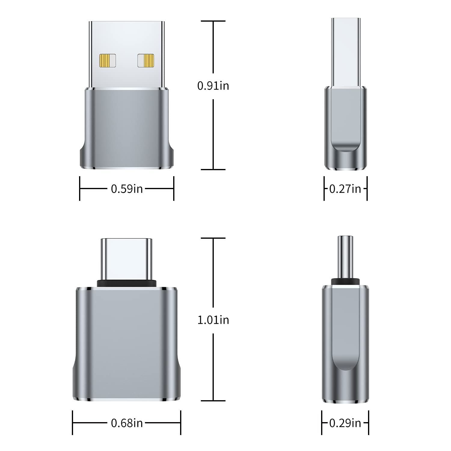 USB C to USB A Adapter (2 Pack) - Fast Charging OTG Converter for MacBook Pro 2023, iPad Pro, iMac, iPad Mini 6 & Type C Devices - Perfect for Travel, Office & Home Charging (Black)