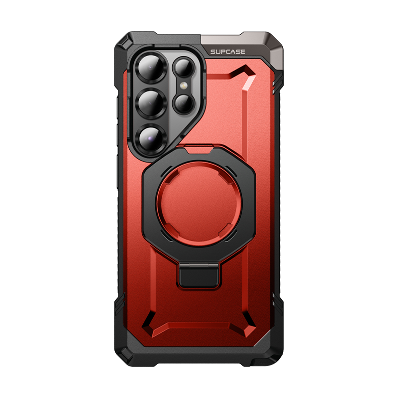 Samsung Galaxy S25 Ultra UB Grip MagSafe Phone Case - Shockproof Protective Cover with Magnetic Mount, Metallic Red - Perfect for Workout, Driving & Wireless Charging