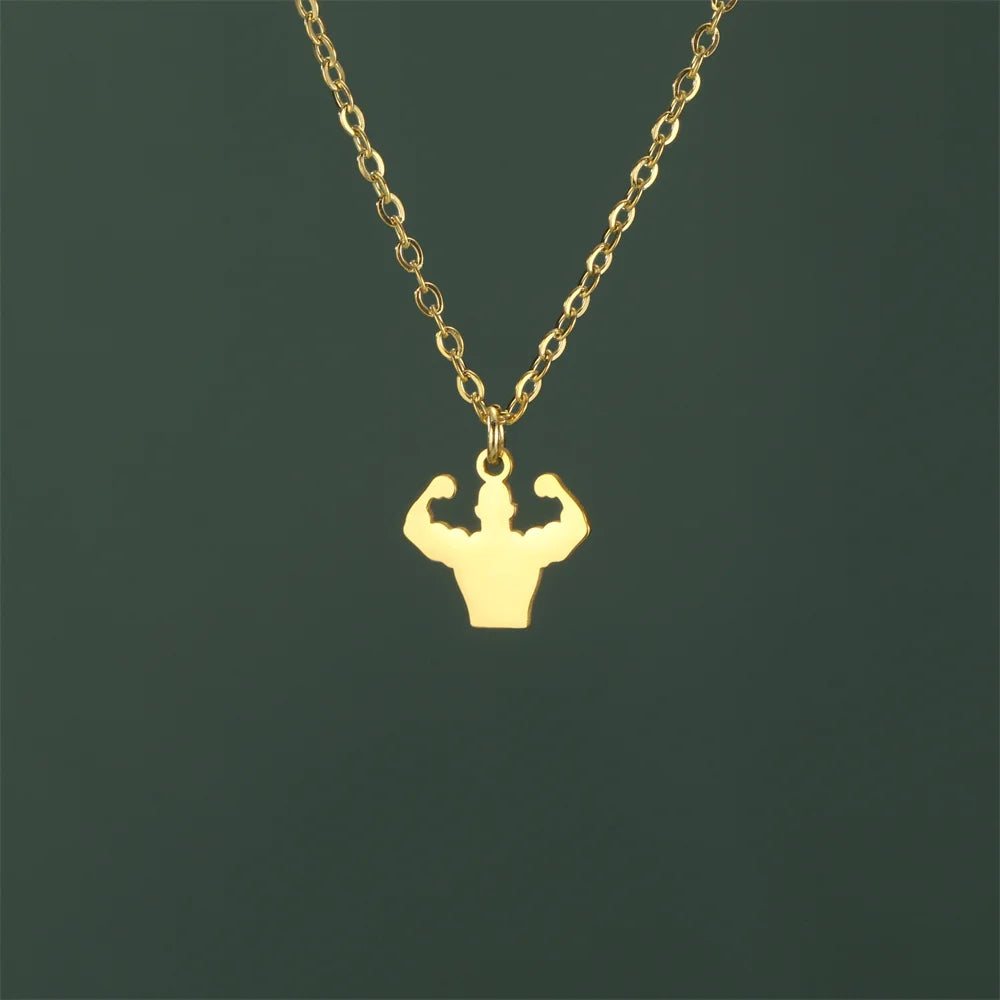Stainless Steel Dumbbell Necklace for Men - Weightlifting & Gym Jewelry Gift for Bodybuilders & Fitness Enthusiasts | Perfect for Workouts, Sports & Casual Wear