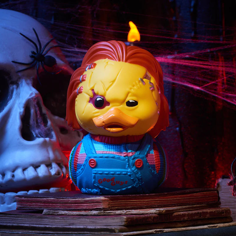 Scarred Chucky TUBBZ Cosplay Duck Collectible Figure - Perfect for Horror Movie Fans & Collectors | Halloween Decor, Gift for Horror Enthusiasts