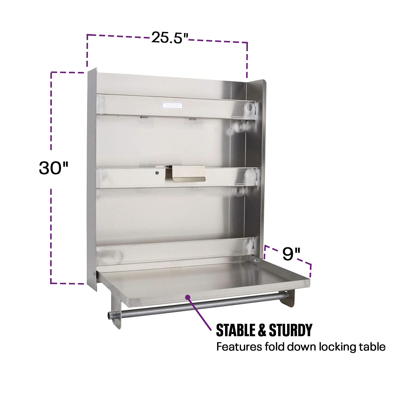 Speedway Motors Standard Aluminum Trailer Storage Cabinet with Fold-Down Work Table & Paper Towel Holders - Heavy Duty Garage & Enclosed Race Trailer Organizer for Tools, Equipment & Workshop Storage