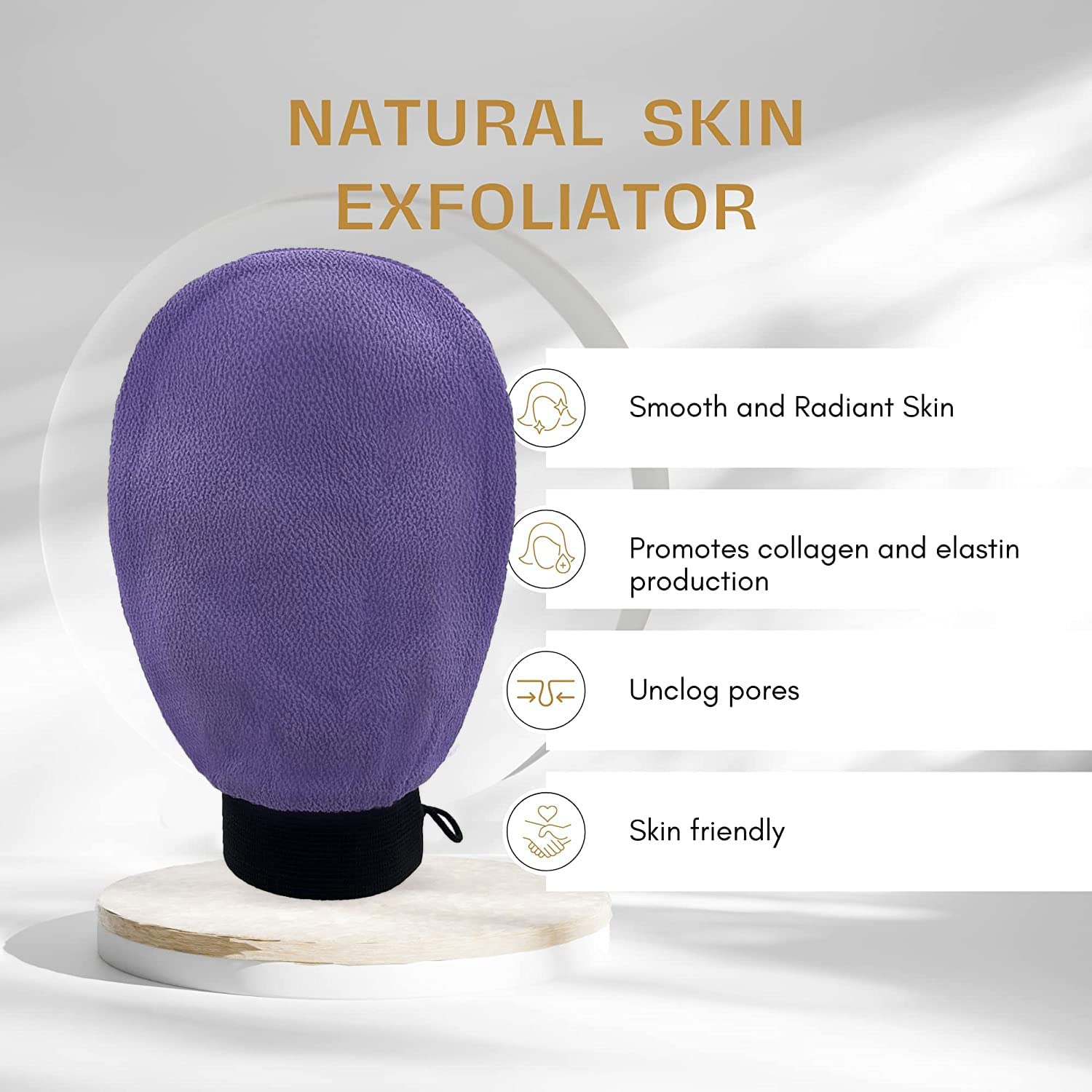 ENLIWISH Exfoliating Gloves for Body Scrub - 100% Viscose Bath & Shower Mitt to Remove Dead Skin & Tan - Deep Exfoliator for Soft Smooth Skin - Perfect for Spa, Self-Care & Post-Workout Cleansing (Purple)