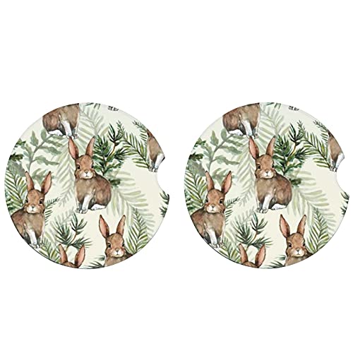 Cute Rabbit Leaves Watercolor