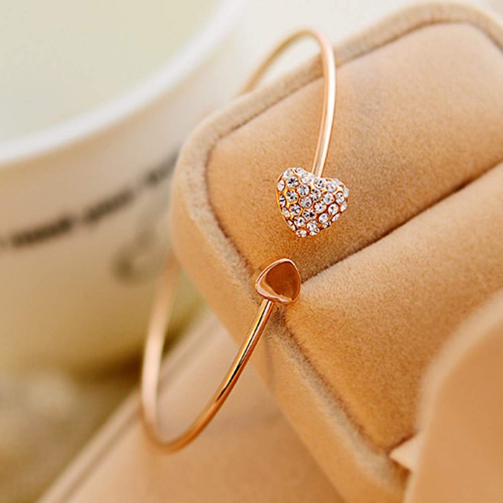 SolwDa 2022 Heart Crystal Love Opening Bracelet - Handmade Women's Energy Bracelet for Anxiety Relief & Positive Vibes | Romantic Gift, Meditation Jewelry, Stress Relief Accessory for Daily Wear