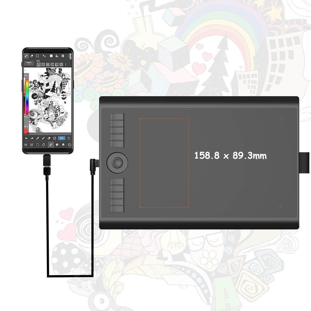GAOMON M10K PRO 10x6.25 Inch Digital Drawing Tablet with Battery-Free Stylus & 2-Finger Glove for Artists, Designers - Perfect for Digital Art, Animation, Graphic Design & Online Teaching