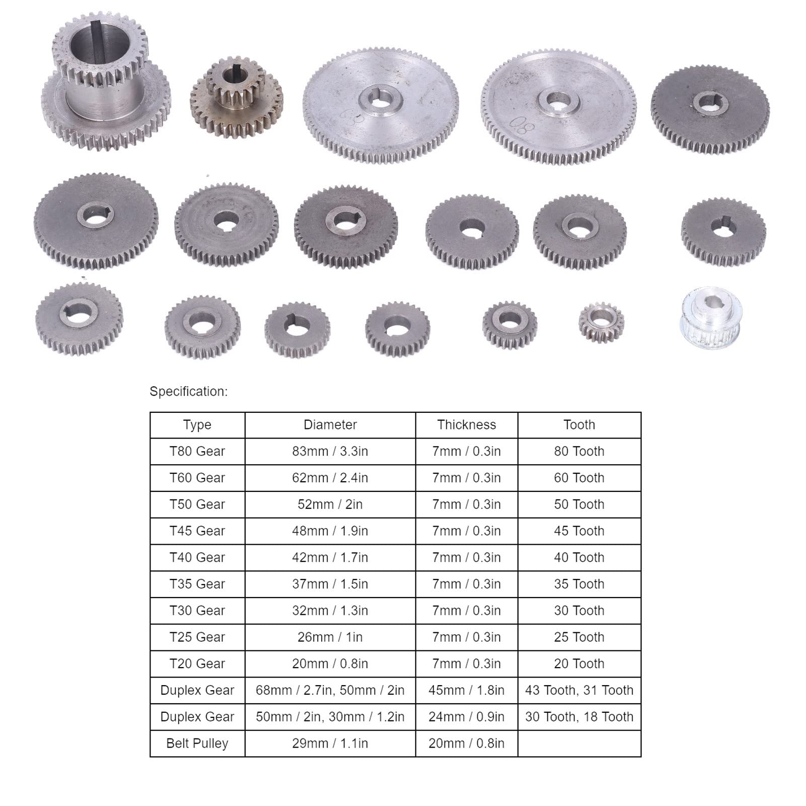Metal Gear Kit - Mini Gears Set for CJ0618 Lathe Cutting Machine | Multiple Sizes | Replacement Parts for Metalworking & DIY Projects
