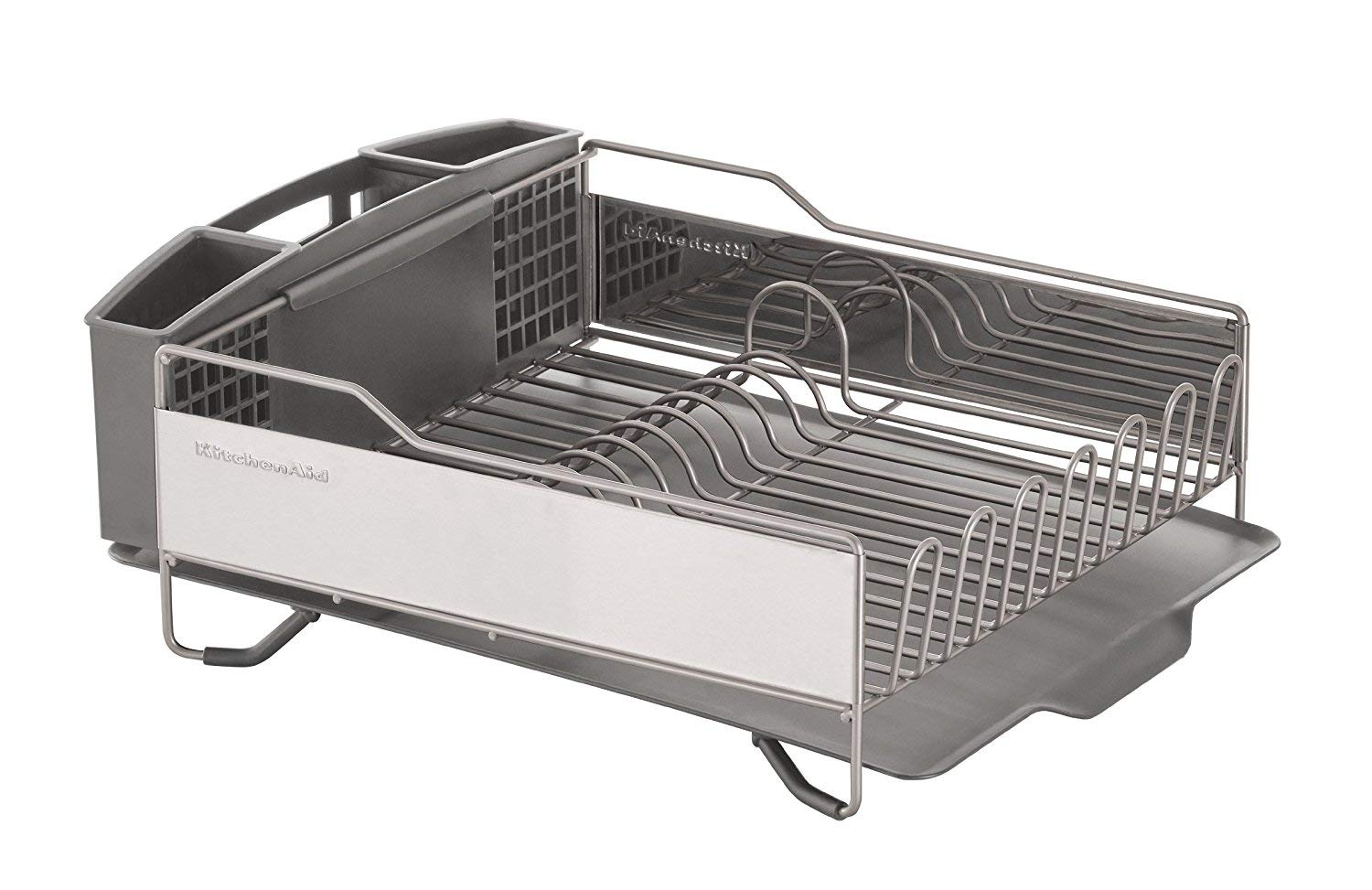 KitchenAid Large Capacity Dish Rack with OXO Good Grips SimplyTear Paper Towel Holder - Durable Stainless Steel Dish Drying Rack with Towel Dispenser for Kitchen Countertop Organization