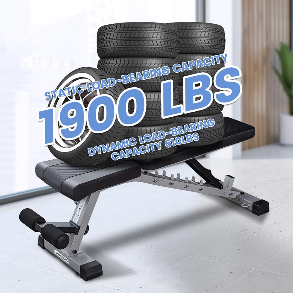 **Heavy Duty Adjustable Weight Bench for Home Gym - Strength Training & Weightlifting with Upgraded Breathable Leathaire Material (Black) - Perfect for Full-Body Workouts, Dumbbell Exercises & Home Fitness**