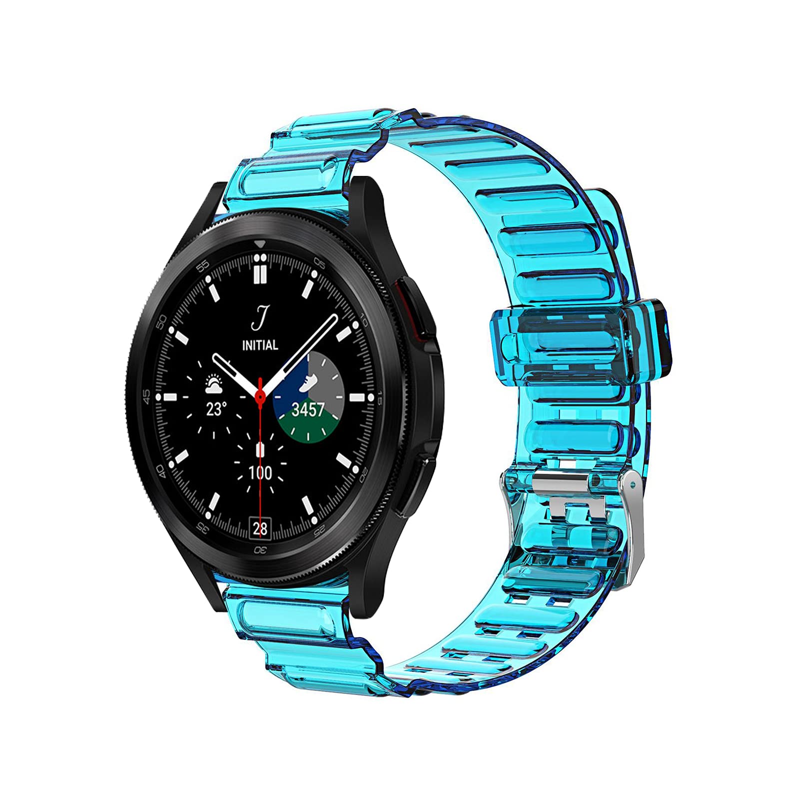 Samsung Galaxy Watch 4/4 Classic Bands 40mm 42mm 44mm 46mm - 20mm Clear Soft Silicone Adjustable Sport Strap for Men Women - Perfect for Workouts, Running & Everyday Wear