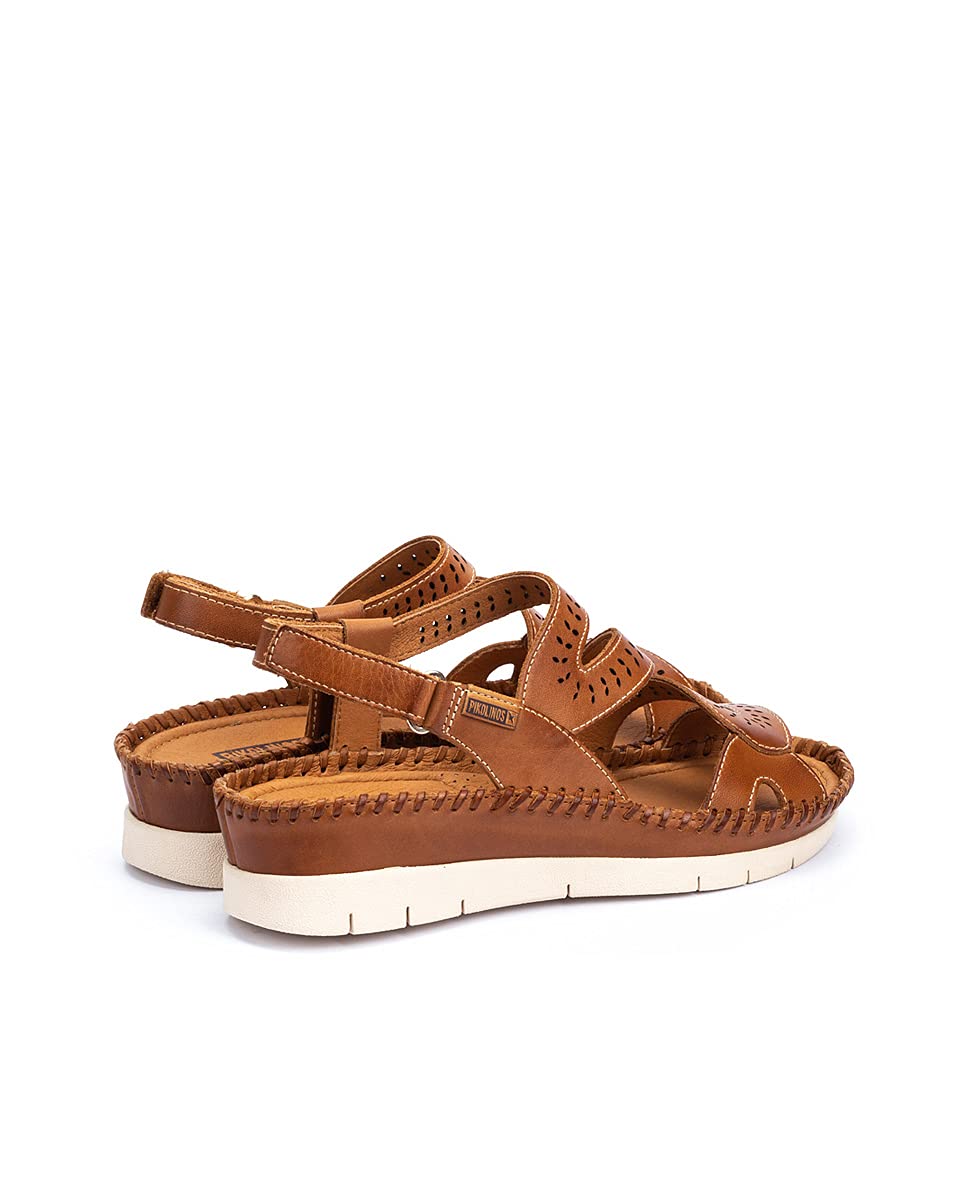 PIKOLINOS Women's Leather Wedge Sandals - Altea Style in Brandy | Comfortable & Stylish for Summer, Beach, and Casual Outings