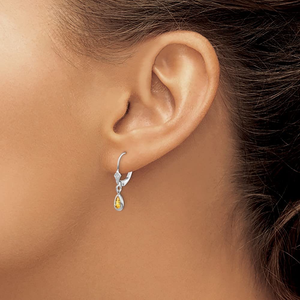 14K White Gold 6x4mm Citrine November Birthstone Earrings for Women - Dainty Fine Jewelry Gift for Her - Perfect for Birthdays, Anniversaries & Special Occasions