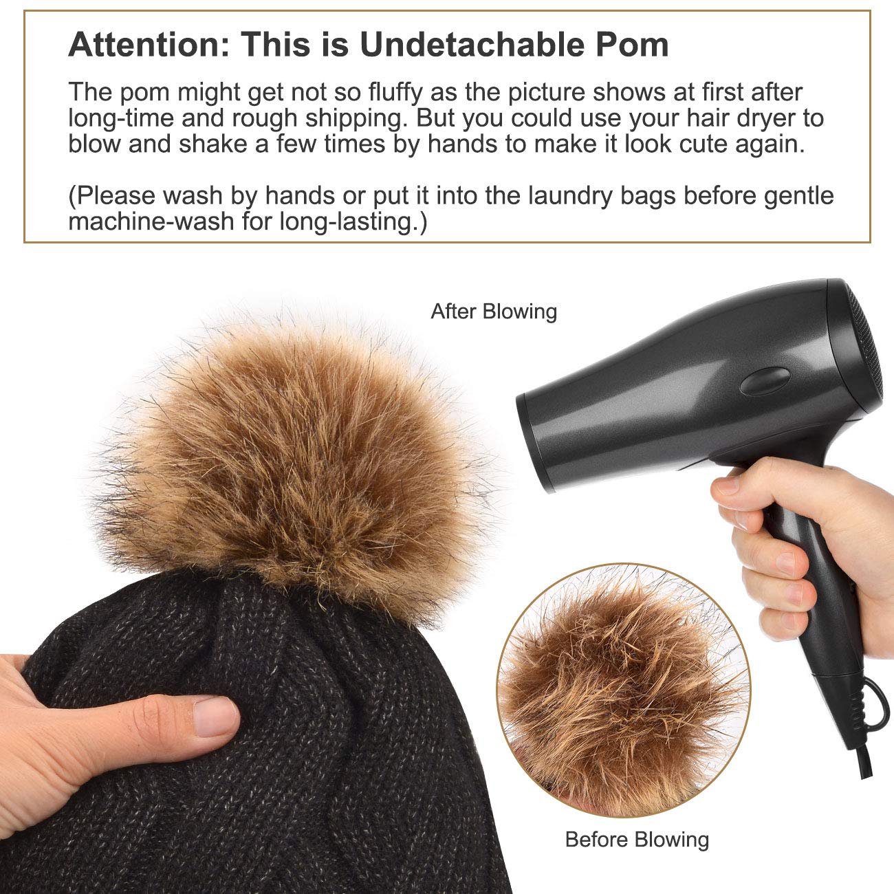 Maylisacc Women's Thermal Winter Beanie & Mittens Set - Double Layer Fleece Lining, Knitted Pom Hat with Faux Fur - Perfect for Skiing, Snowboarding, Cycling & Outdoor Winter Activities