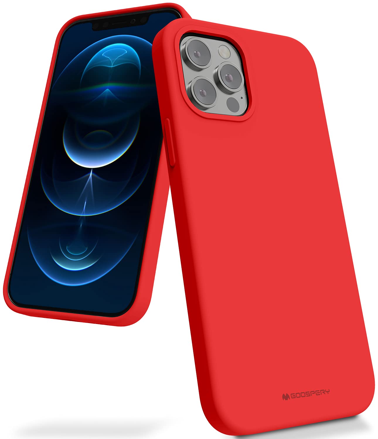 GOOSPERY Liquid Silicone Case for iPhone 12 Pro/iPhone 12 (6.1 Inch) - Ultra Soft Shockproof Protective Cover with Microfiber Lining | Slim Fit Full Body Protection | Perfect for Daily Use, Work & Travel (Red)