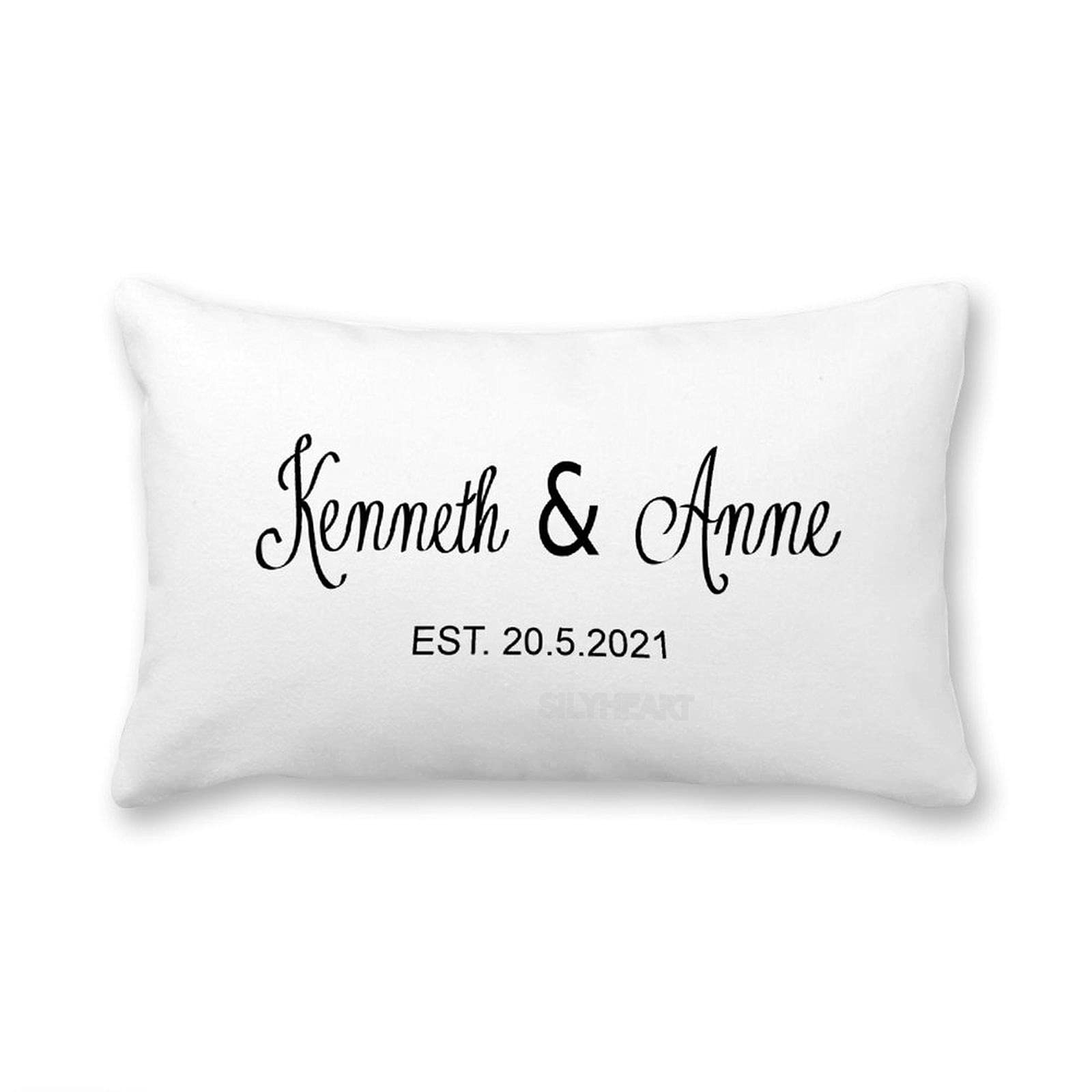 Custom Couple Name Pillow Cover with EST Date - Personalized Wedding Gift for Lovers - 12x16 Inch Farmhouse Decorative Throw Pillow - Perfect for Anniversary, Valentine's Day & Home Decor