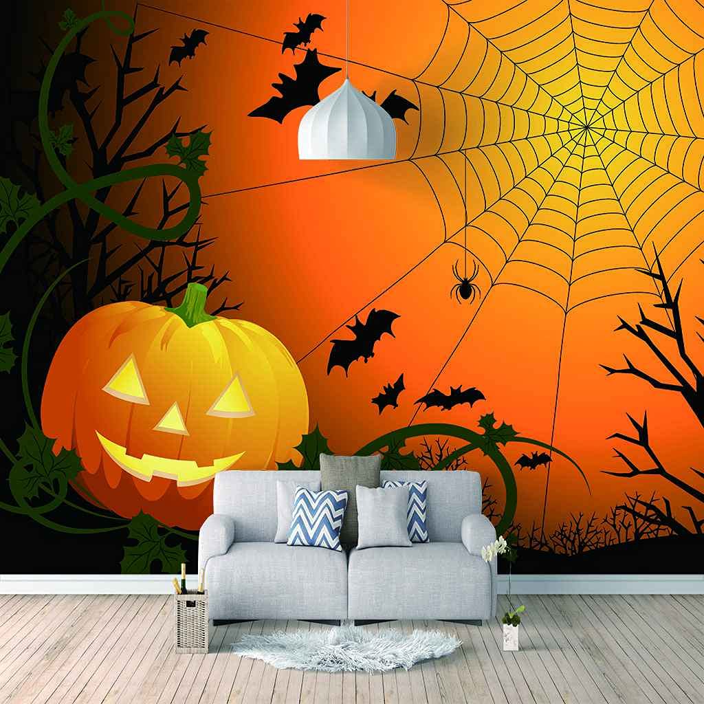 3D Custom Halloween Spider Web Wall Decals - Self-Adhesive Wall Mural Art for Kids Room, Bedroom, Living Room & Bathroom Decor (137.7x100.7in) - Perfect for TV Background, Themed Parties & Seasonal Home Decoration