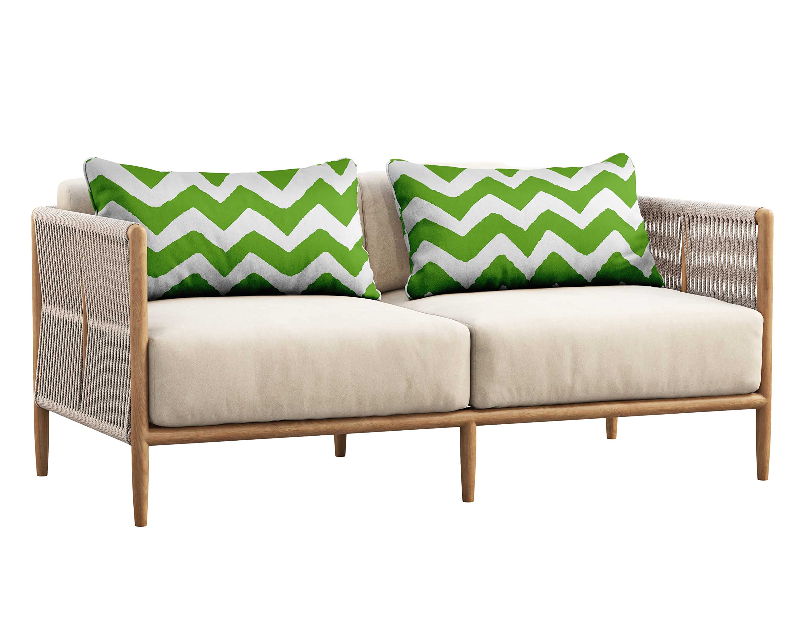 Waterproof Polyester Lumbar Pillow Covers Set of 2 (16x24 Inches) - Indoor Outdoor All-Weather Decorative Cushion Cases for Sofa, Patio Furniture & Home Decor - Chevron Pattern Design