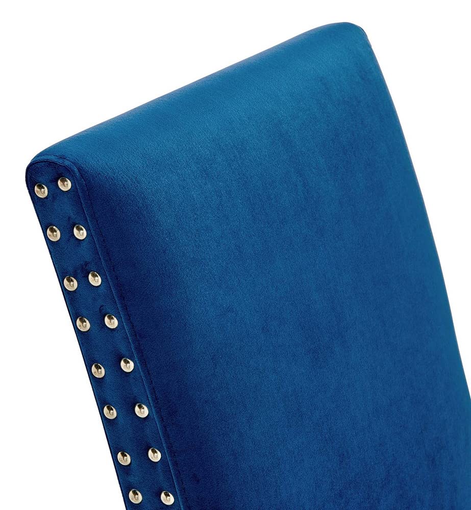 Modway Parcel Performance Velvet Dining Side Chairs Set of 2 - Navy Blue Velvet Upholstered Modern Kitchen Chairs for Dining Room, Breakfast Nook & Small Spaces