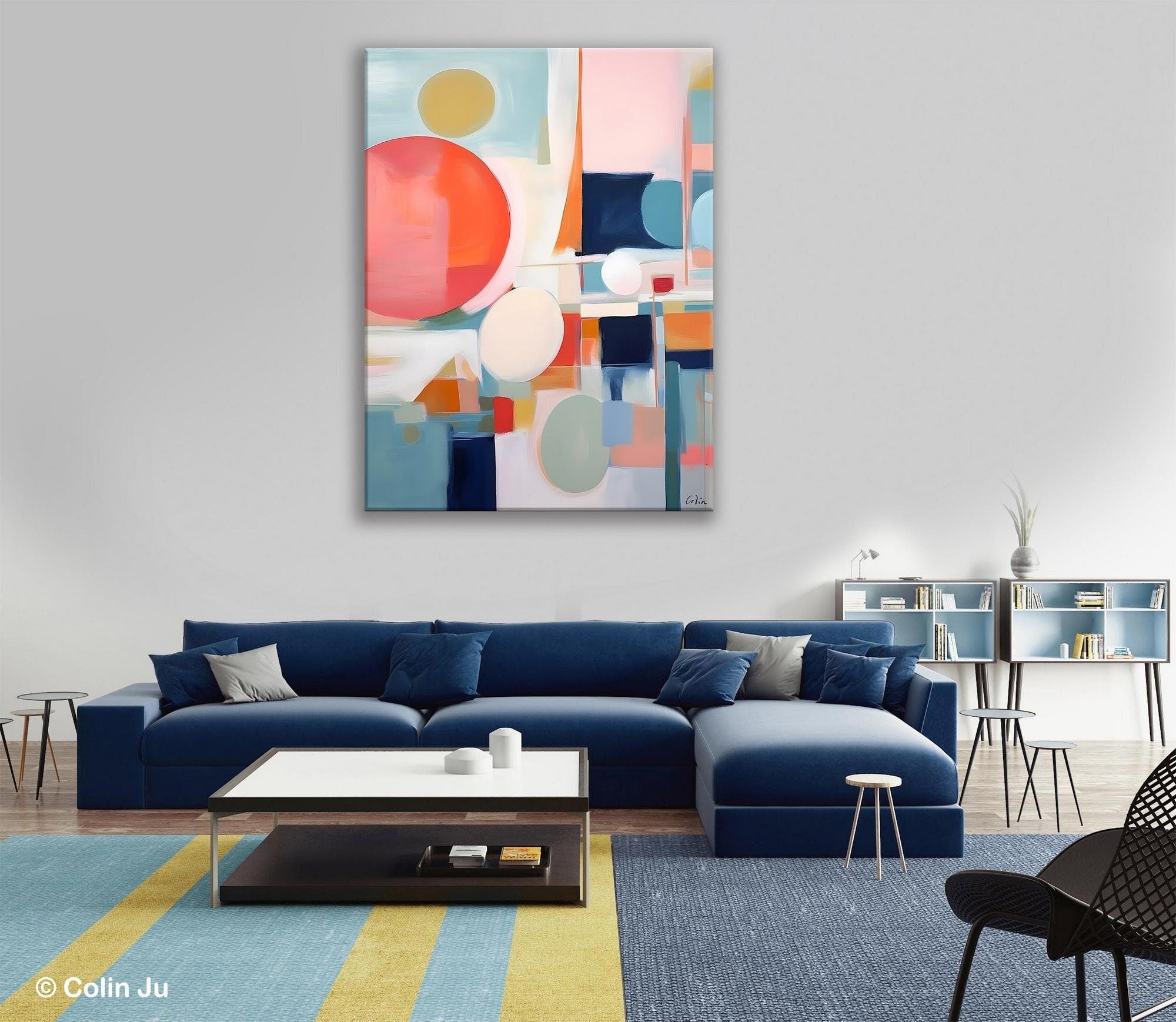 Large Contemporary Wall Art - Acrylic Painting on Canvas - Extra Large Modern Abstract Artwork for Dining Room Decor - Original Handmade Painting for Living Room, Bedroom & Office