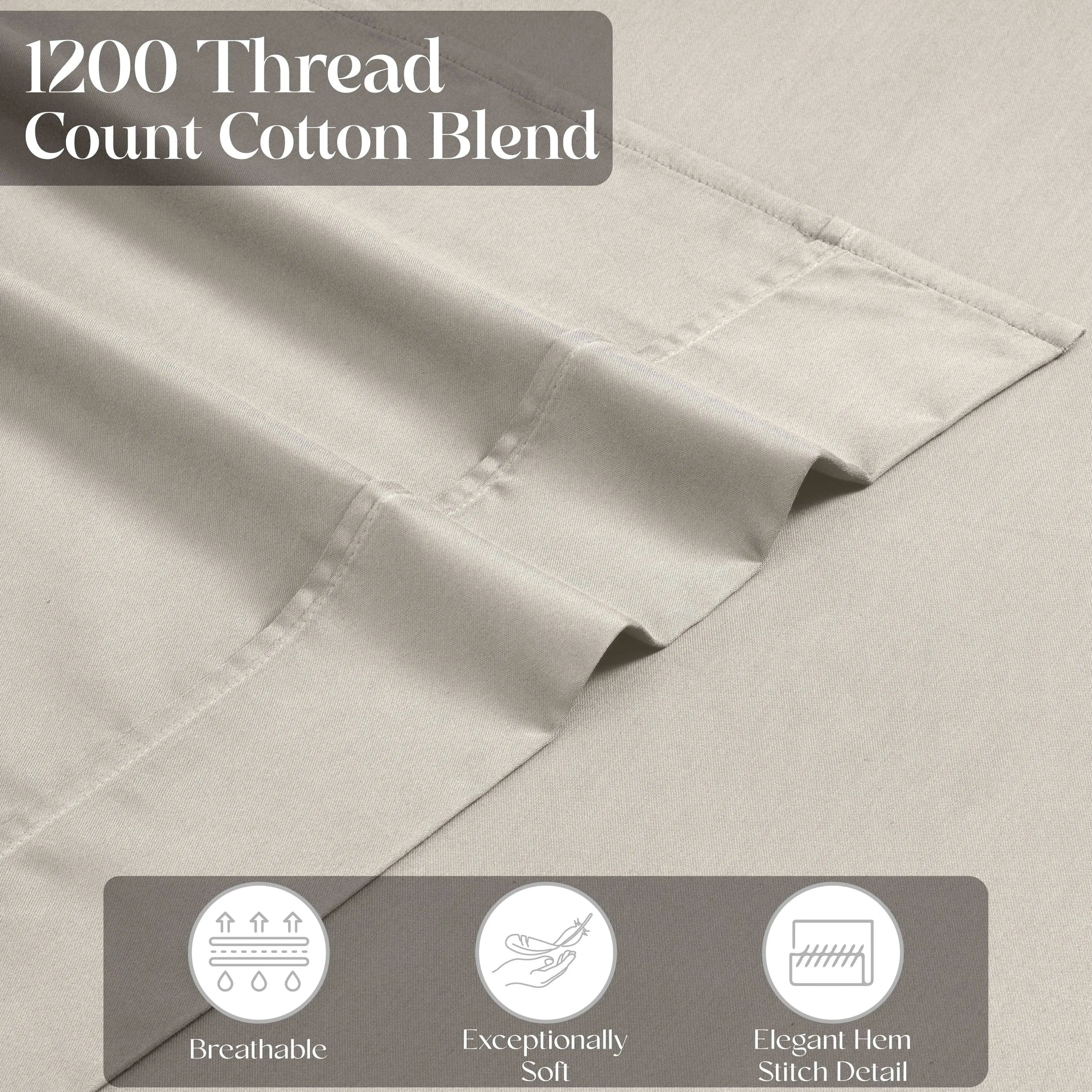 1200 Thread Count Cotton Rich Solid Deep Pocket Bed Sheet Set - Ultra Soft Luxury Sheets for Queen & King Size Beds - Perfect for Home, Hotel & Guest Room Comfort