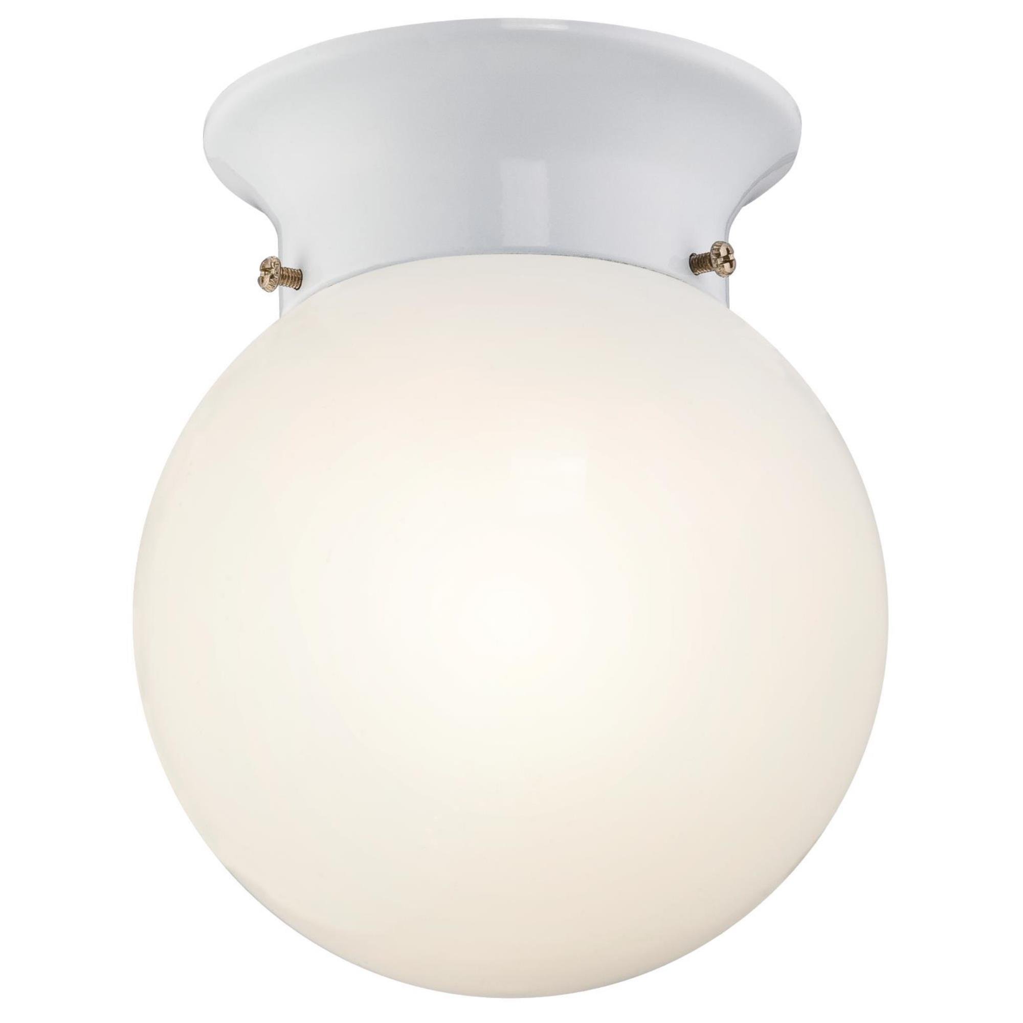 5-13/16-Inch LED Flush Mount Ceiling Light Fixture - White Finish with Opal Glass Globe - Energy Efficient Indoor Lighting for Bedroom, Kitchen, Hallway & Closet