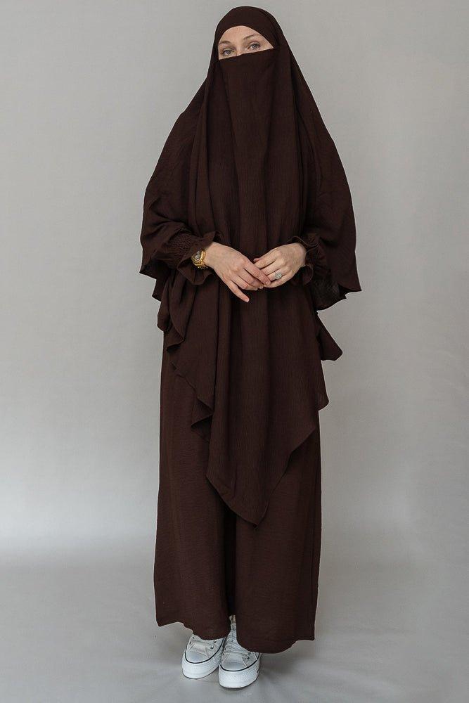Myyla Prayer Gown Umrah Abaya Dress - Non-Wrinkling Dark Coffee for Women | Perfect for Hajj, Umrah & Daily Islamic Prayer Wear