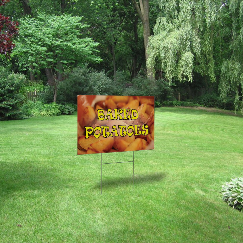 24x18 Inch Double-Sided Weatherproof Yard Sign - Custom Advertising for Baked Potatoes, Lawn, Garden, Bistros & Cafés | Durable Outdoor Business Signage for Restaurants, Events & Seasonal Promotions