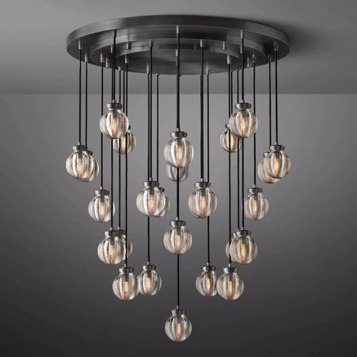 Augety Modern Spherical Round Chandelier - 38 Inch Contemporary Lighting Fixture for Dining Room, Living Room, Bedroom & Foyer