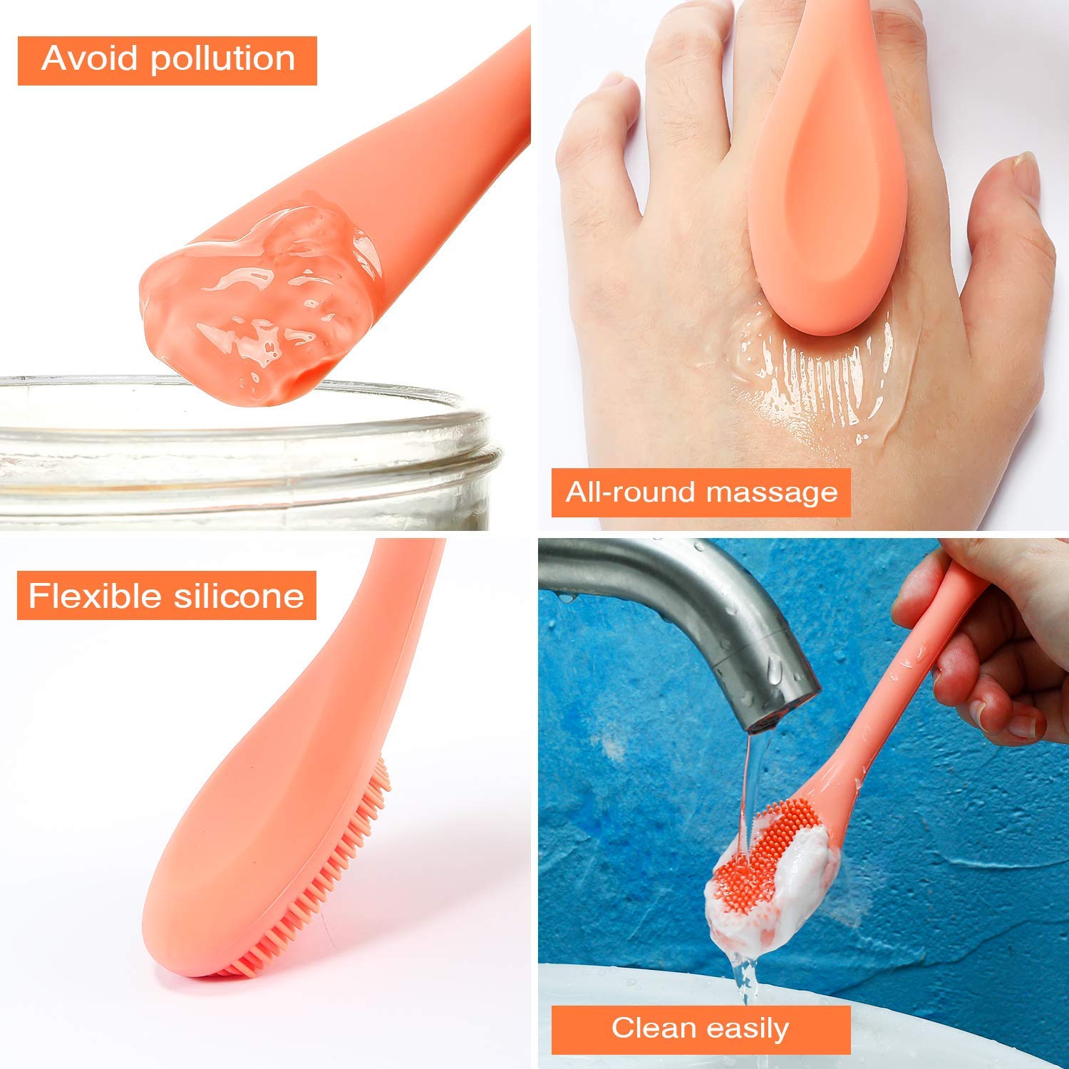 MobFest® Silicone Double-Ended Face Mask Brush - Soft Facial Cleansing & Exfoliating Tool for Skincare | Perfect for Applying Clay Masks, Serums & Creams