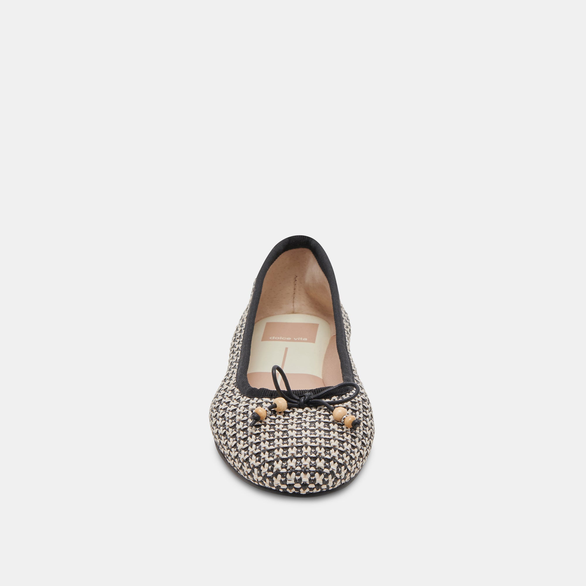 CACY Women's Ballet Flats - Comfortable White & Black Raffia Shoes for Casual Wear, Office & Summer Outfits | Slip-On Loafers for Walking, Travel & Everyday Use