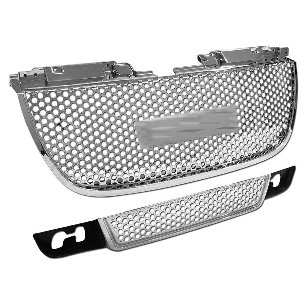 2007-2012 GMC Yukon Denali Chrome Round Hole Mesh Upper & Low Front Hood Grille - Durable Replacement Grille for Enhanced Style & Protection | Perfect for Off-Roading, Car Shows & Custom Builds