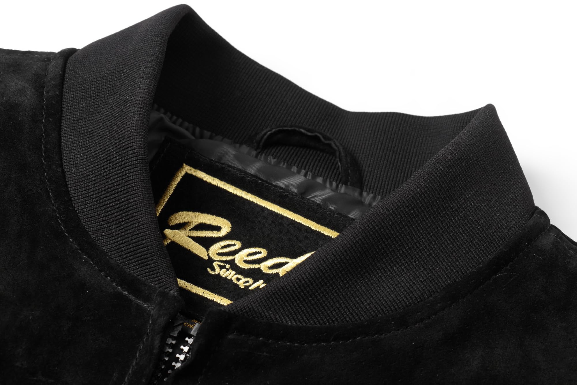 REED Men's Premium Suede Leather Baseball Jacket – Imported, Stylish & Durable for Casual Wear, Outdoor Events & Motorcycle Rides