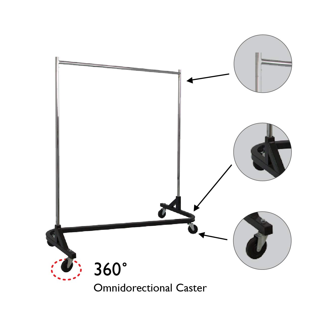 Heavy Duty Rolling Garment Rack - Commercial Grade Knock Down Clothing Rack with Durable Square Tubing for Home, Retail Store Display & Closet Organization - Perfect for Boutiques, Laundry Rooms & Event Merchandising