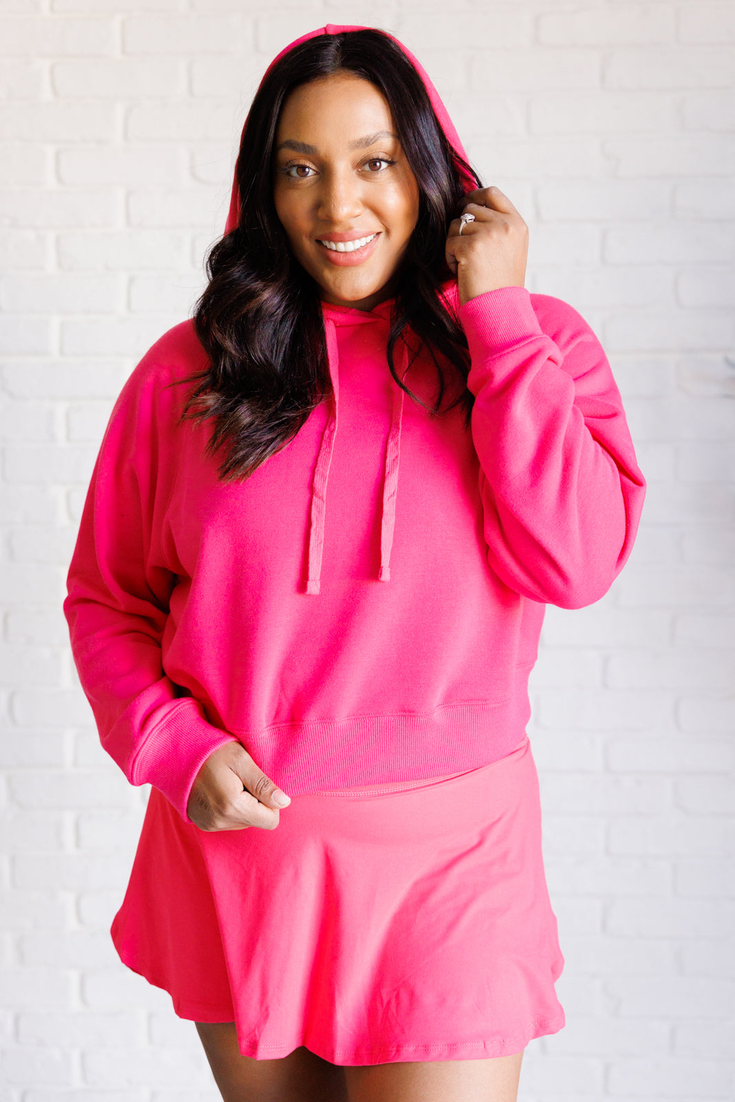 Had Me in the First Half Pullover Hoodie - Soft Cotton Flamingo Pink Sweatshirt for Women | Casual Streetwear, Lounge Wear & Gift Idea