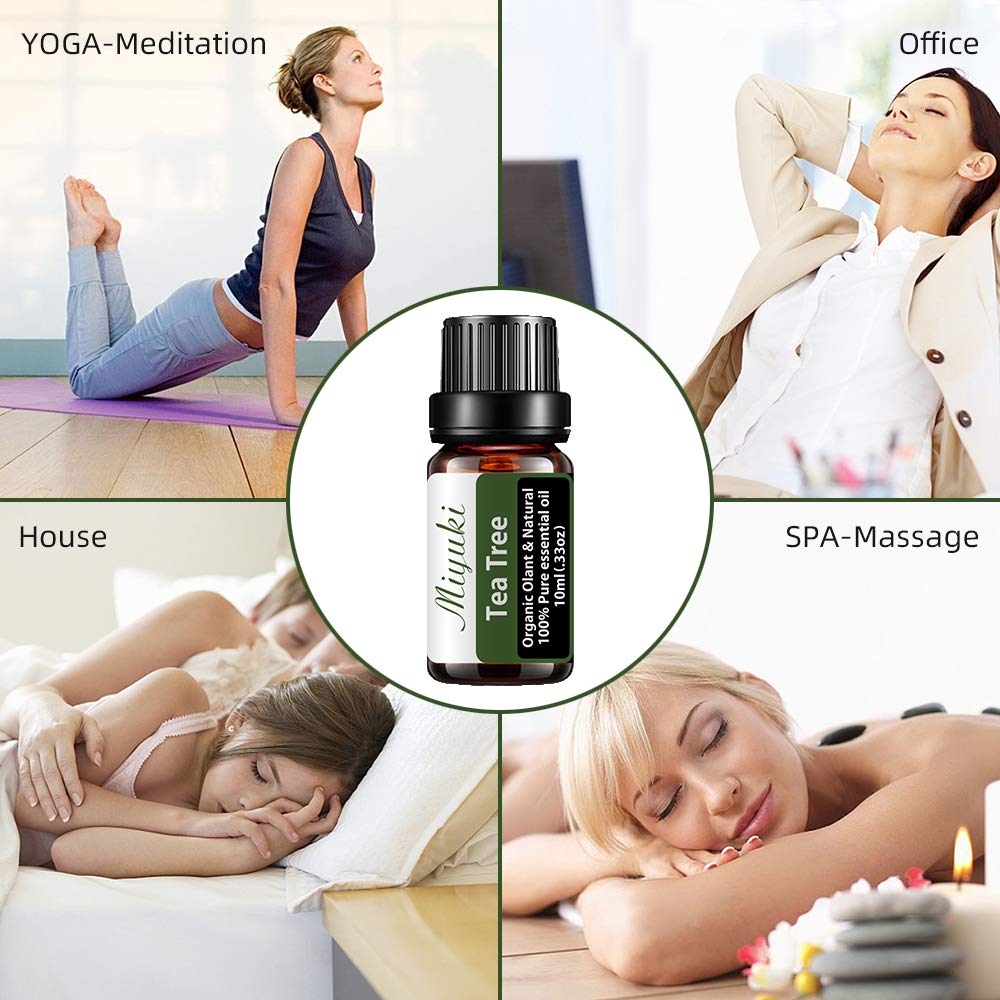 Organic Tea Tree Essential Oil 100% Pure Natural - 2 Pack x10ml for Aromatherapy, Diffuser, Humidifier, Massage, Skin & Hair Care - Promotes Relaxation, Sleep & Wellness