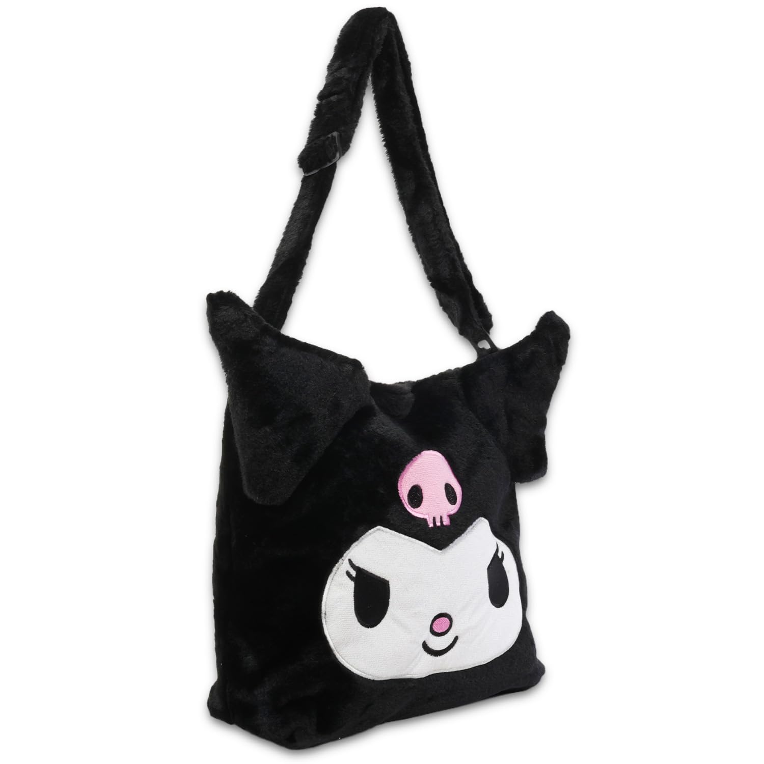 Kuromi Plush Purse Set with Plushie, Stickers & Tattoos | Cute Sanrio Hello Kitty Friend Character Crossbody Bag for Girls | Perfect Gift for Birthday, Cosplay & Kawaii Fashion Accessories