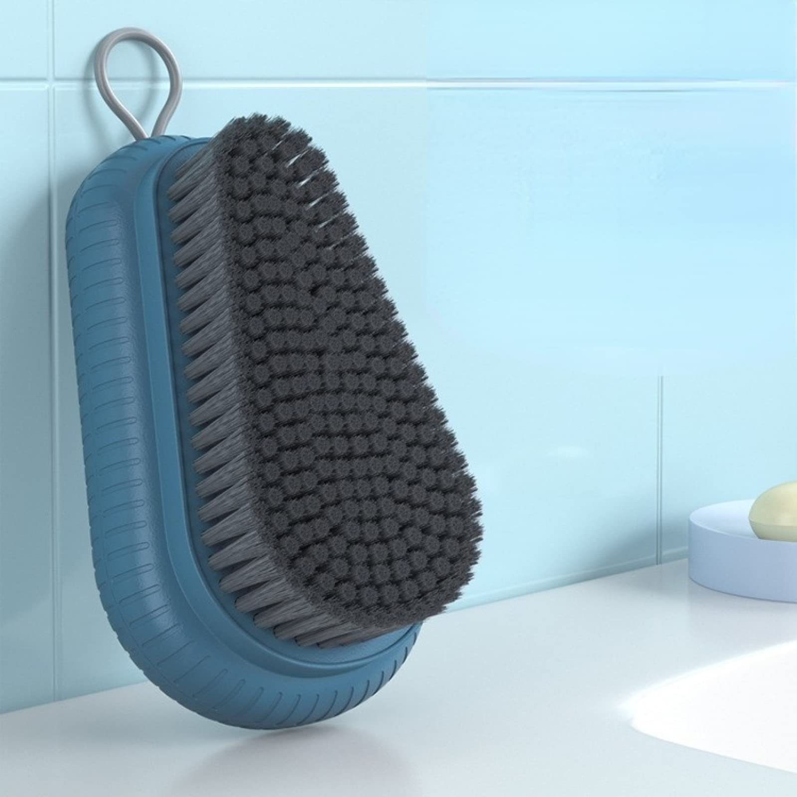 Premium Soft Bristle Shoe Brush - Gentle Cleaning for Shoes, Clothes & Household Items | Non-Scratch Multi-Purpose Cleaning Brush with Dense Bristles | Perfect for Sneakers, Leather Shoes & Delicate Fabrics | Blue