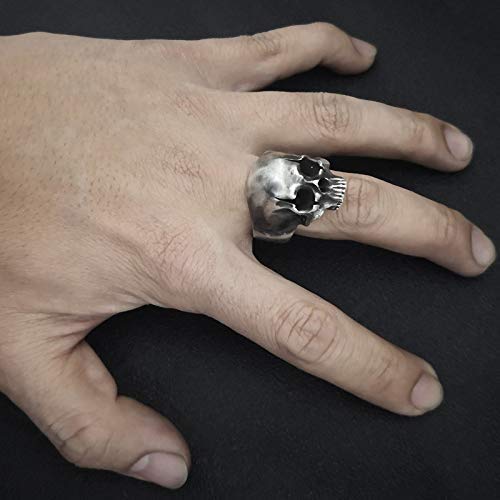 925 Sterling Silver Skull Ring for Men - Gothic Punk Jewelry, Scar No Jaw Design, Perfect Christmas Gift for Him - Ideal for Halloween, Biker Style & Edgy Fashion