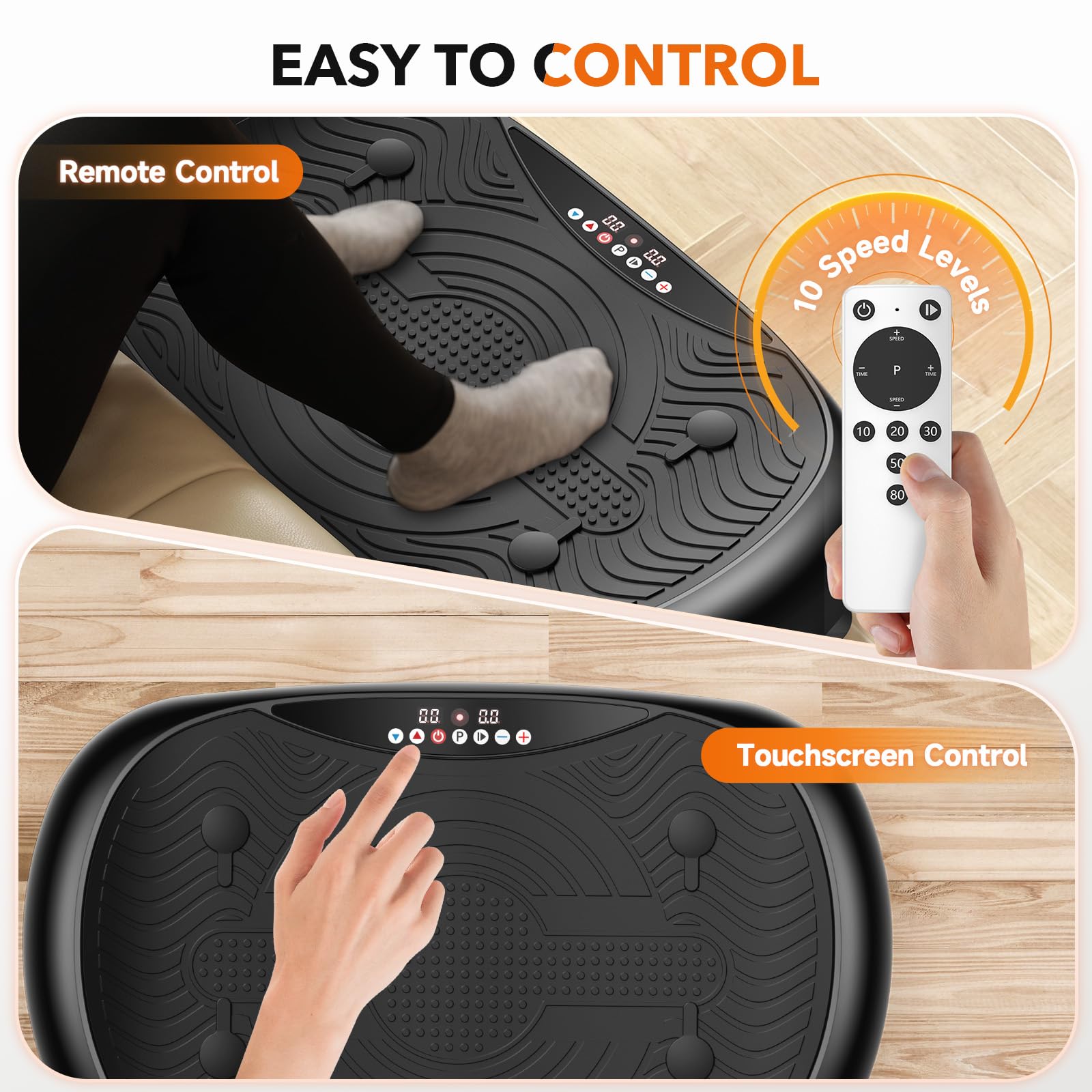 FEIERDUN Vibration Plate Exercise Machine - Whole Body Workout for Lymphatic Drainage, Weight Loss & Fitness - Includes Inflatable Cushion, Push-up Handles & 2 Resistance Bands - Perfect for Home Gym, Physical Therapy & Post-Workout Recovery