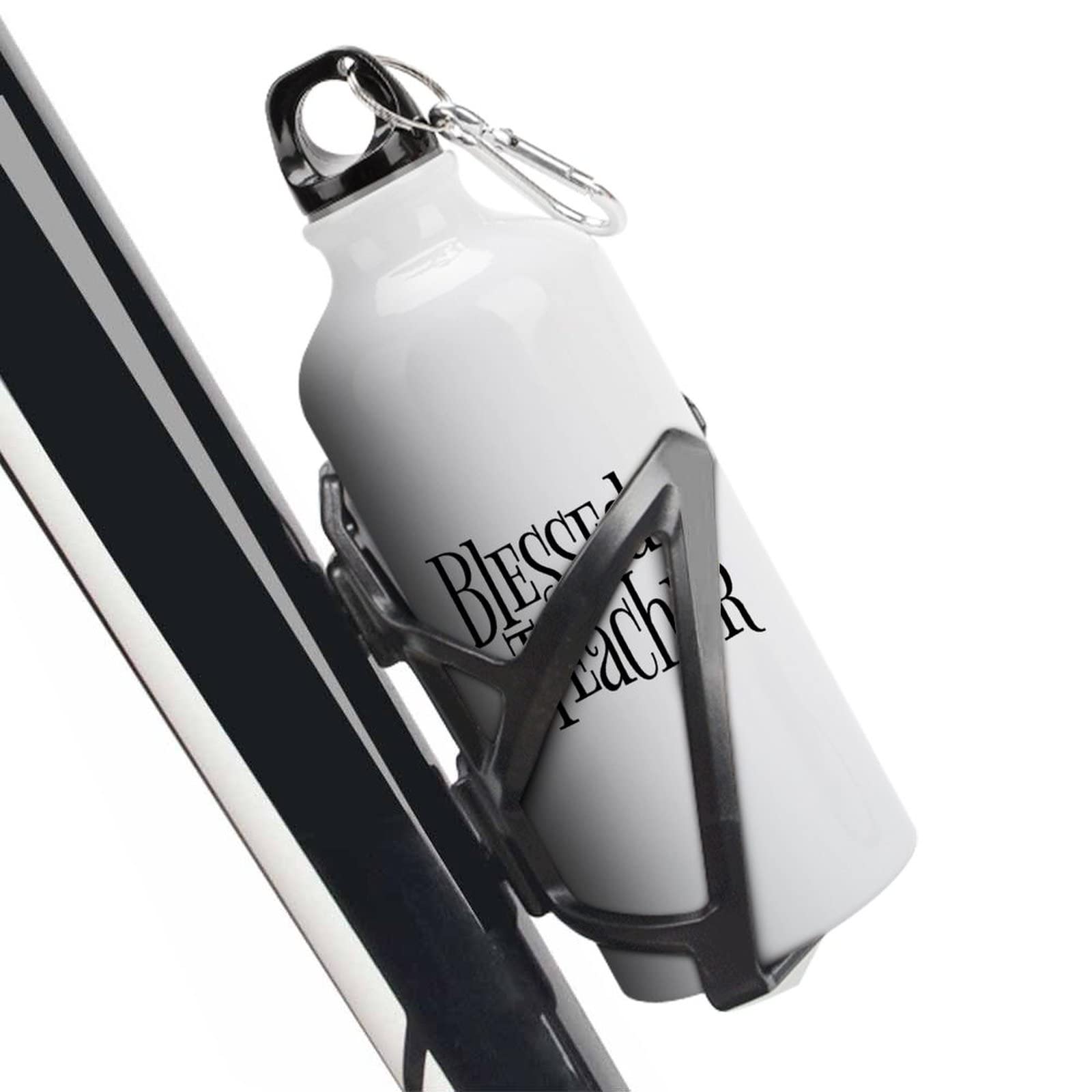 20oz Insulated Aluminum Sports Water Bottle with Carabiner Clip - Leakproof & BPA-Free for Gym, Hiking & School - Funny Blessed Teacher Gift Idea (White)