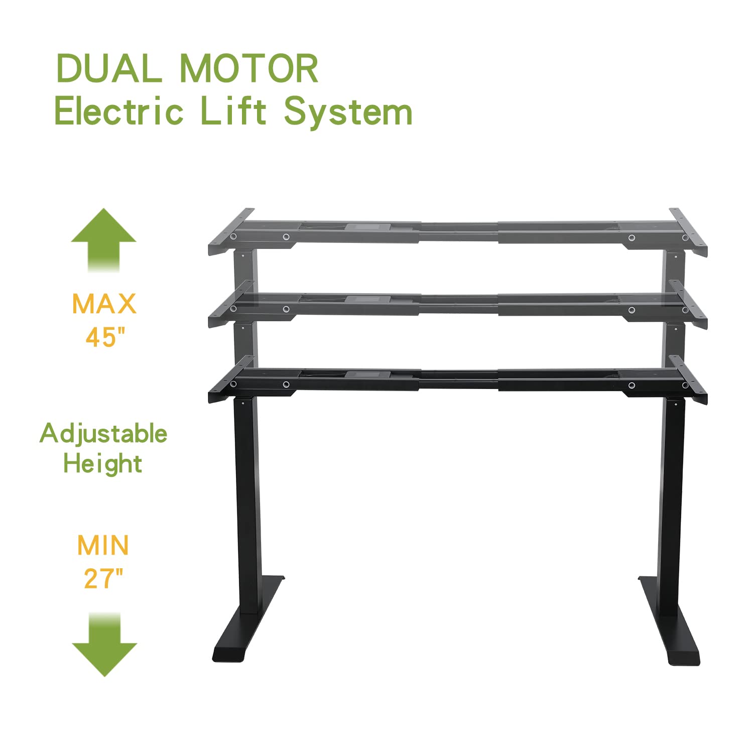 **Dual Motor Height Adjustable Standing Desk Frame - Electric Sit Stand Desk Base for 48