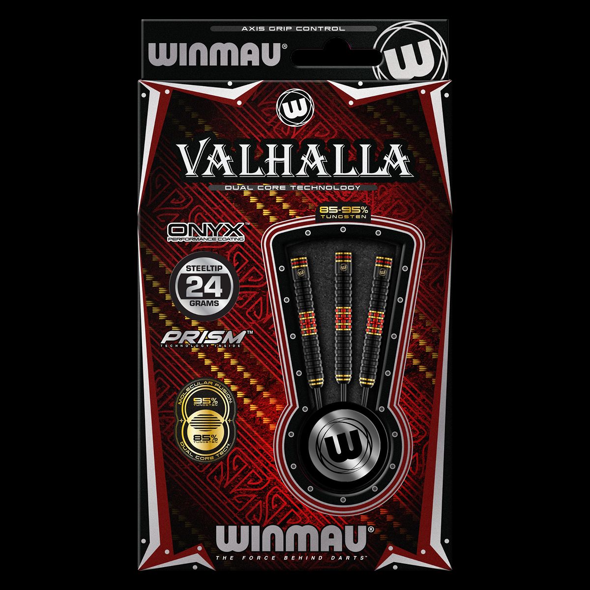 WINMAU Valhalla 85% and 95% Dual Core Tungsten Steel Darts 24g - Professional Dart Set for Bars, Tournaments & Home Practice