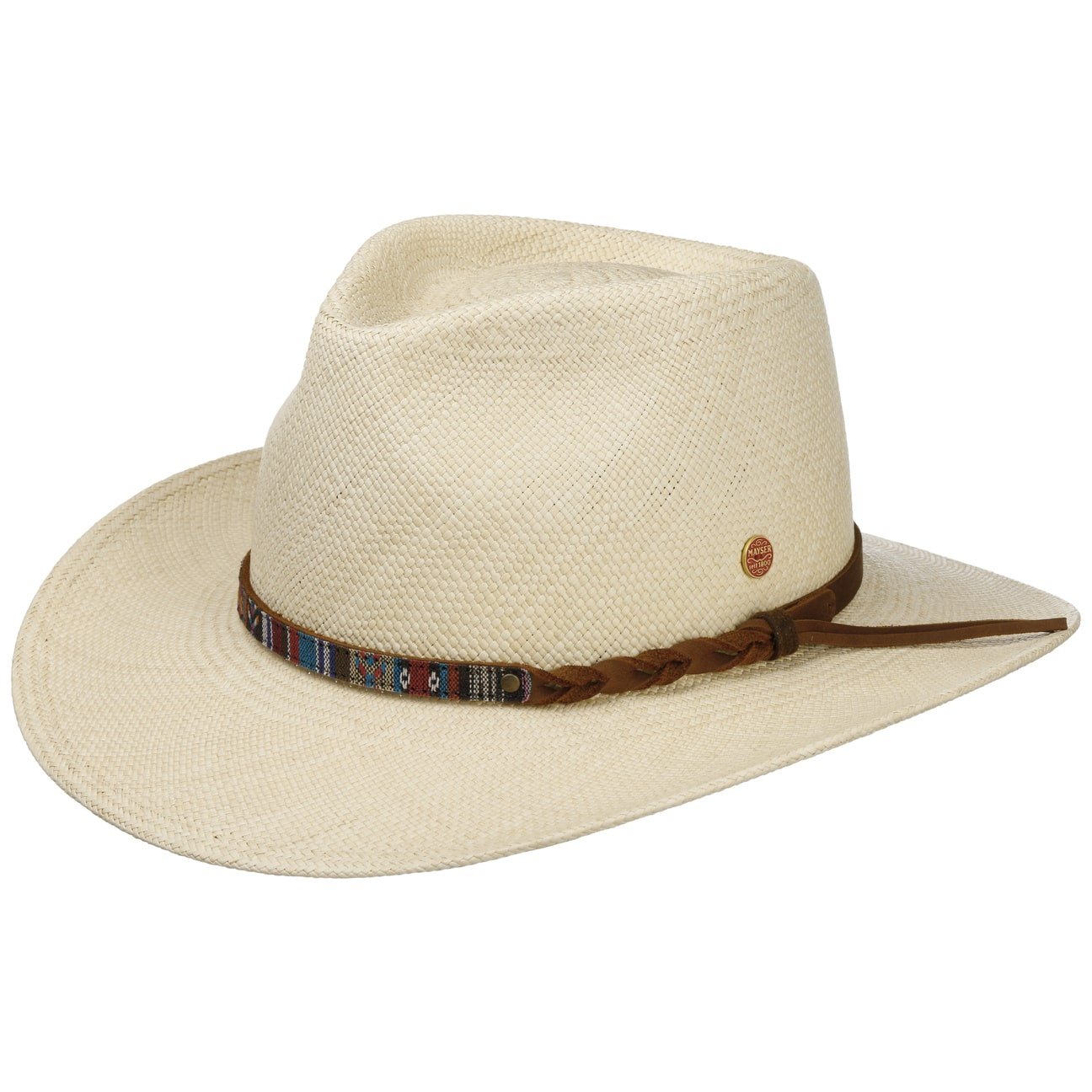 Premium Maxwell Western Panama Hat by Mayser - Handwoven Straw Cowboy Hat for Men & Women - Sun Protection Summer Hat for Beach, Travel & Outdoor Activities