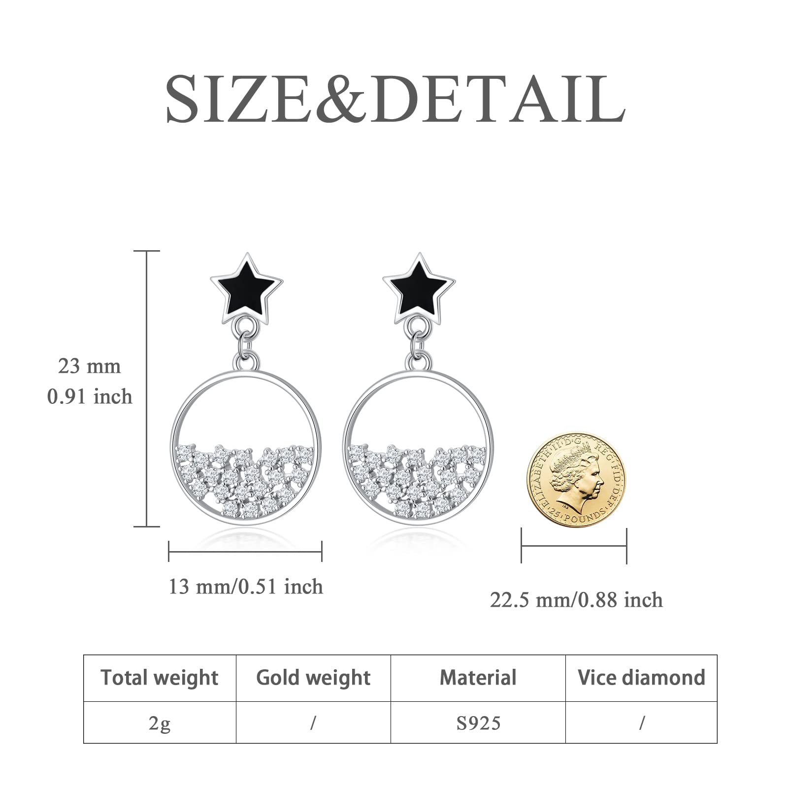 Sterling Silver Star Dangle Earrings for Women & Teens | Party & Daily Wear
