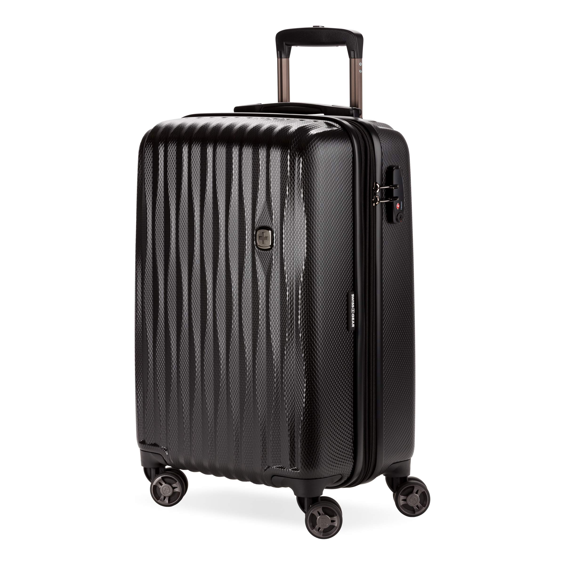 SwissGear 7272 Energie Expandable Hardside Carry-On Luggage 19-Inch with 360° Spinner Wheels & TSA Lock - Black | Perfect for Business Travel & Weekend Getaways