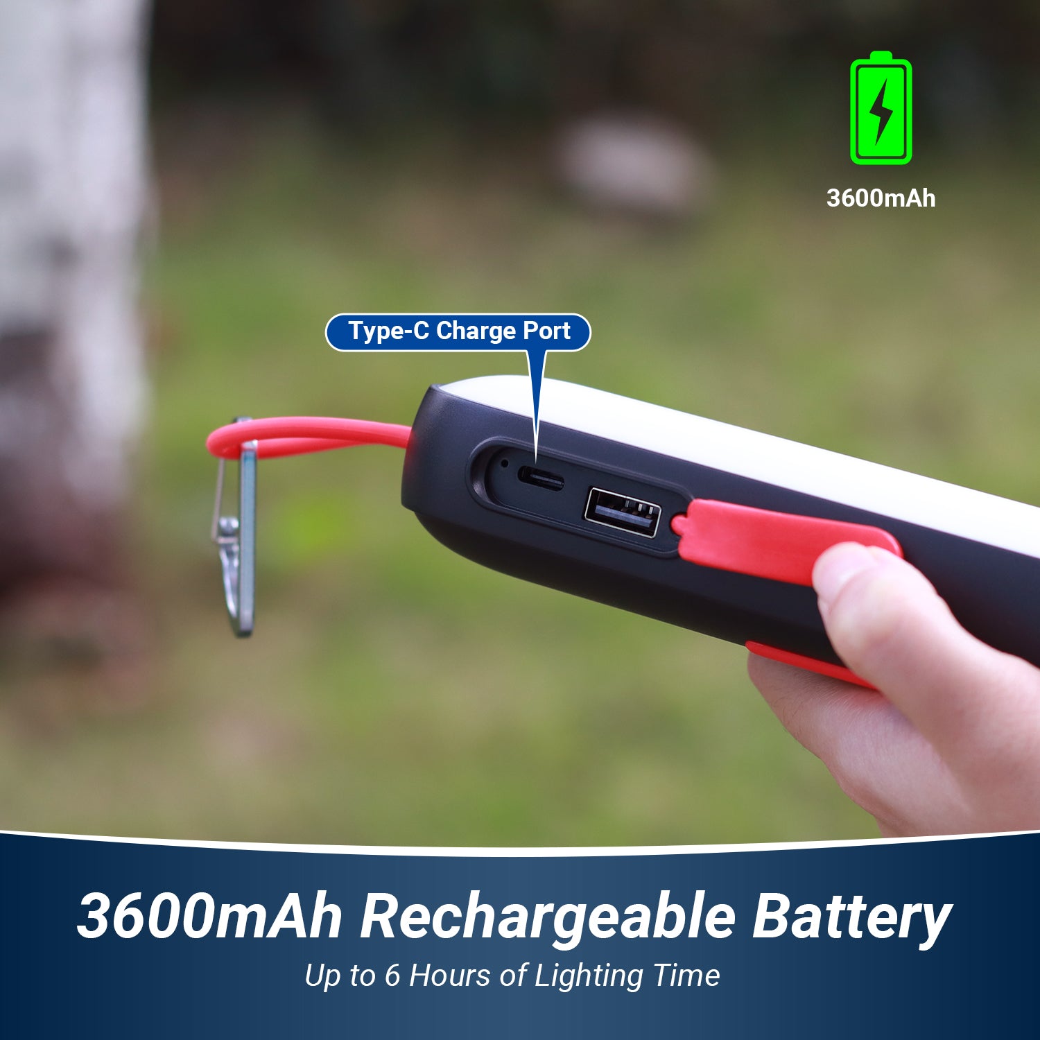 Rechargeable LED Flashlight with Red Light SOS Mode - 10000mAh Camping Power Bank for Emergency, Hiking & Outdoor Adventures - LEC600